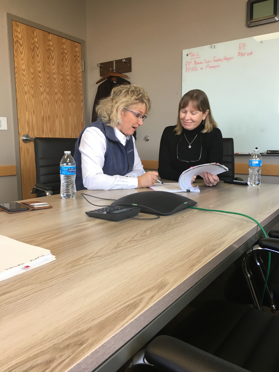 Jamie Connell and Cathy Cook on a briefing call