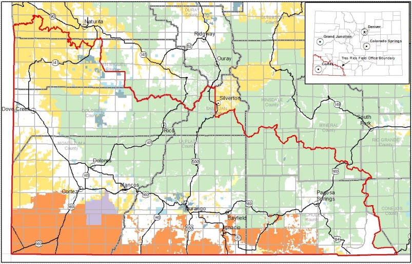 Map of Tres Rios Field Office Travel Management Plan