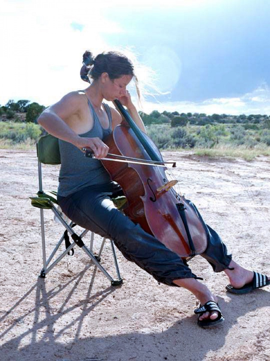 Esther Rogers playing the cello.