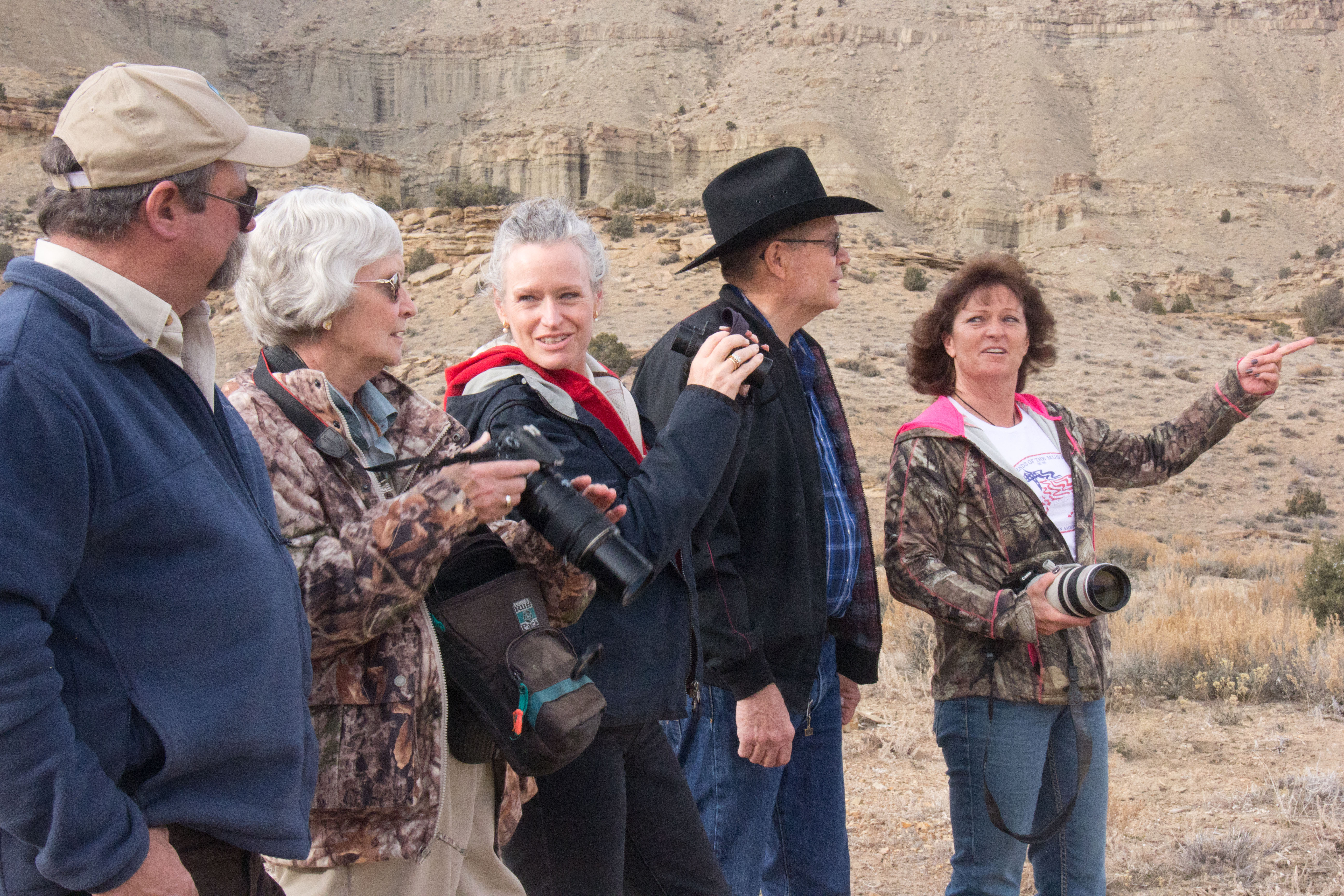 Darting team members and BLM employees at Little Bookcliffs Wild Horse Area.