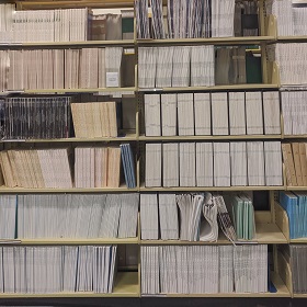 Full bookshelves at the BLM Library