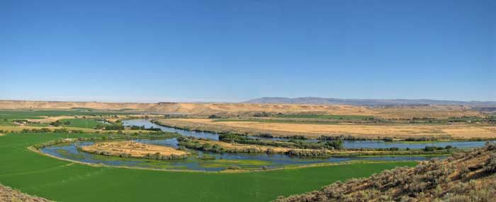 This is Three Island Crossing, the primary route utilized by the emigrants for the first 10 years of the Oregon Trail.