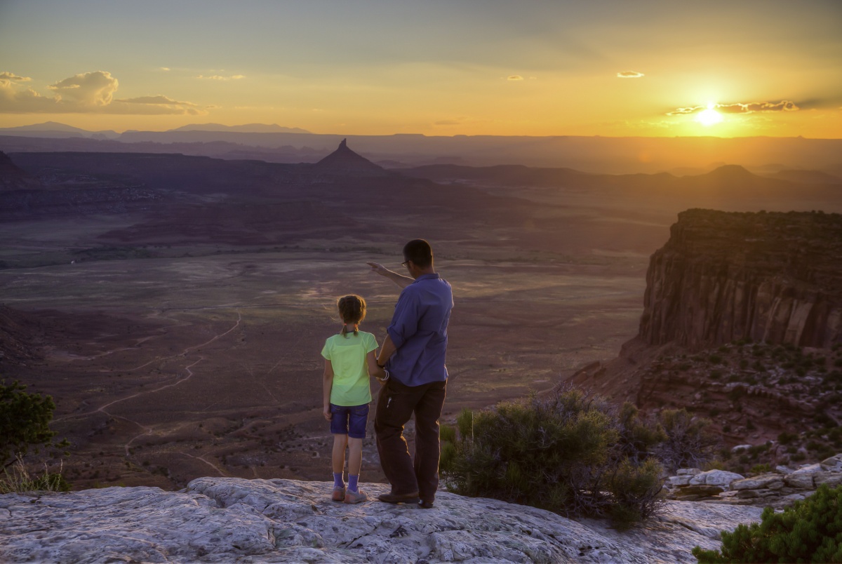 Two people look out at Indian Creek in Utah. Photo by Bob Wick, BLM.