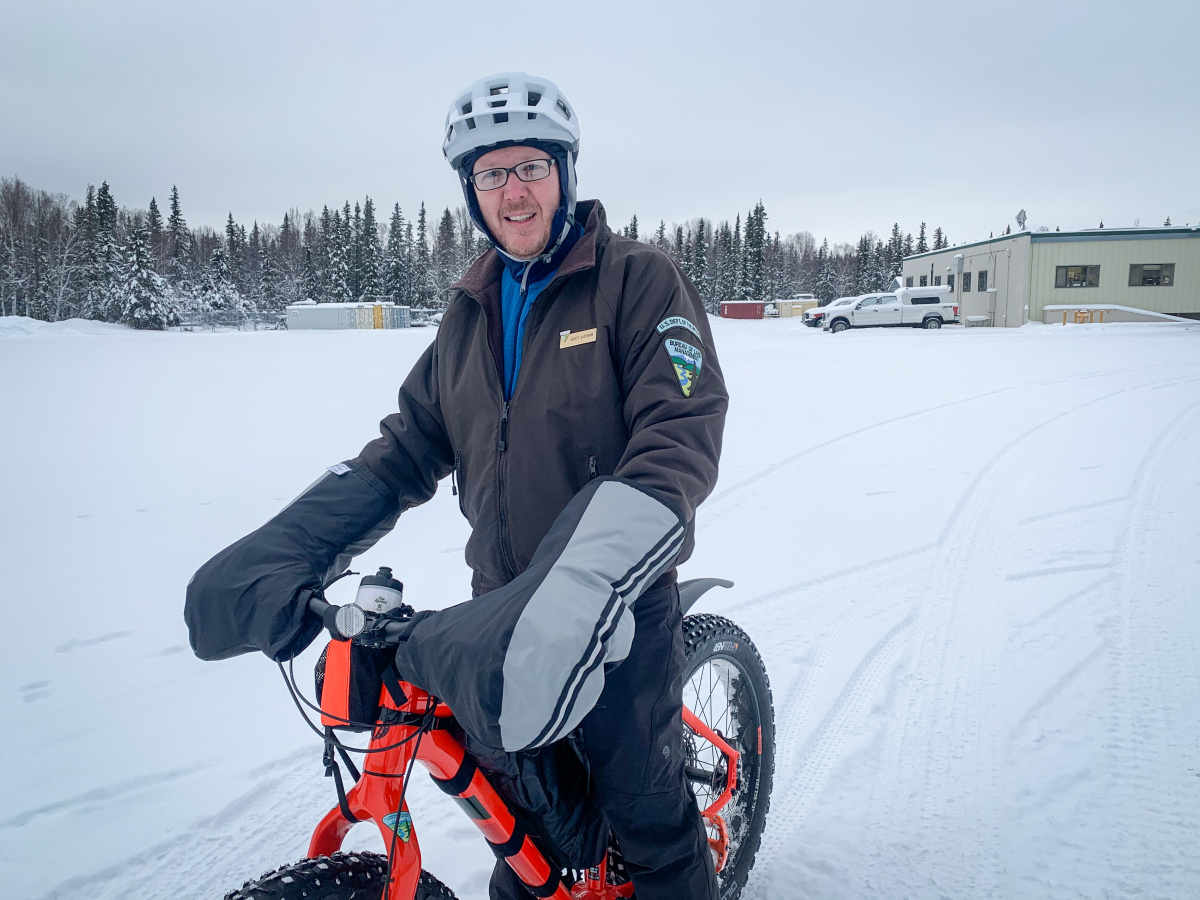 Man sitting on a fat tire bike