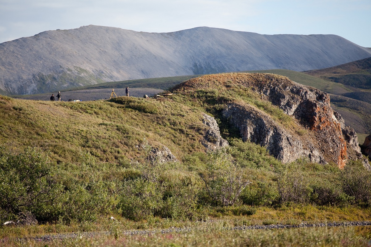 Archeologists on top of Raven Bluff excavating artifacts