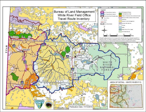 White River Field Office Travel Route Inventory Map