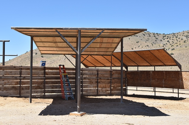 More shade structures that have been recently upgraded after inclement weather damaged the material.