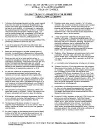 Paleontology permit terms and conditions.