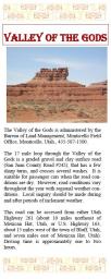 A brochure for the Valley of the Gods.