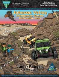 Booklet cover that reads "Johnson Valley Off-Highway Vehicle Recreation Area, Junior Ranger Activity Guide"