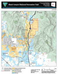 map shows the Black Canyon National Recreation Trail on the west side of Interstate 17 north of Phoenix