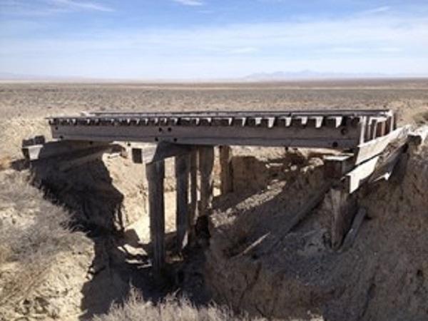 This photo depicts the trestle before implementation of the stabilization project. 