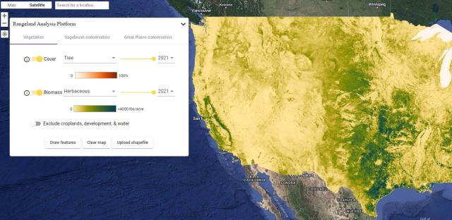 Screenshot of the Assessment, Inventory and Monitoring (AIM) and Rangeland Analysis Platform (RAP) tool