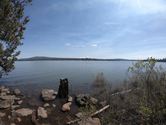 landscape view of water, sky, and trees at Gerber Recreation area