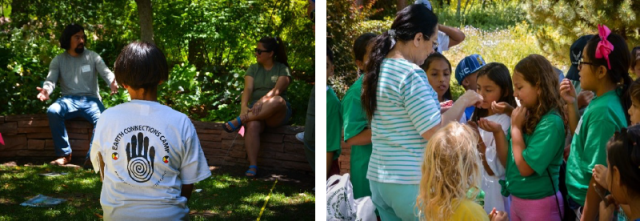 Two photo compilation of youth at Earth Connections Camp 2023, Utah.