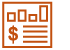 orange factsheet icon with bar chart, money symbol, and text on a sheet