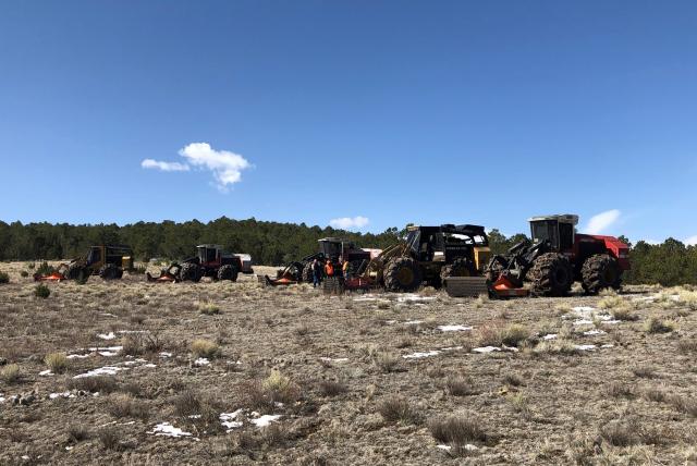 A landscape with large machinery. 