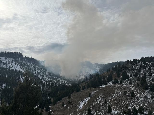 Smoke plume from a controlled burn performed by the Pocatello Field Office staff (Cindy McClellan, BLM).