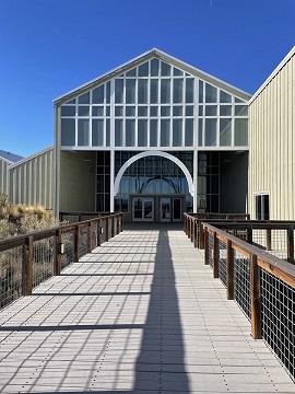 new entrance to the center showing walkway and large windows