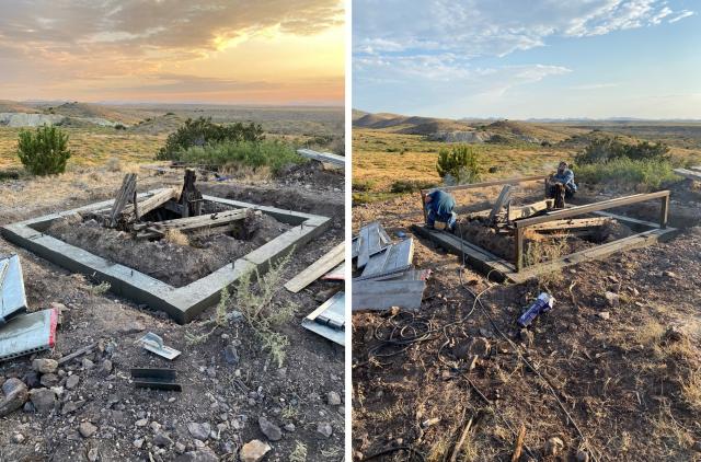 workers protect historic mine shaft