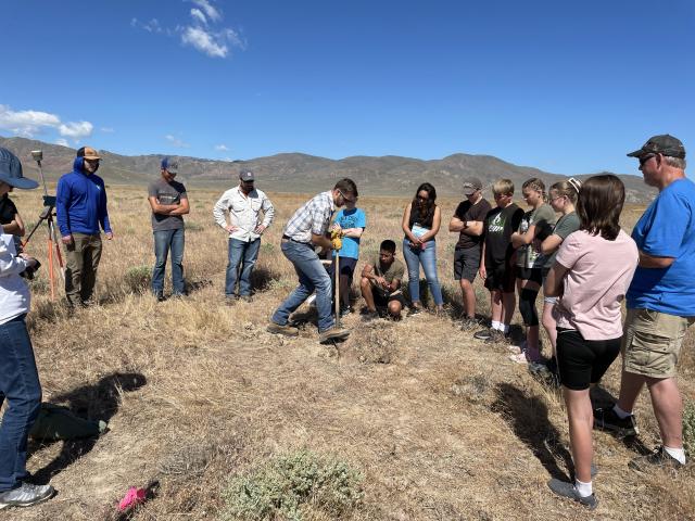 Excelsior homeschool group of Nampa, Idaho, and the Idaho Bureau of Land Management cadastral staff participated in a cadastral classroom investigation field exercise, demonstrating how science in the field can be fun. 