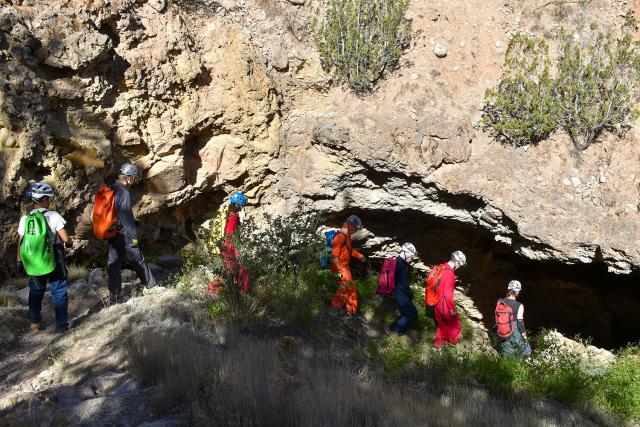 Capitan High School athletes and two adult leads head into the into the Bureau of Land Management’s Fort Stanton Cave at the Fort Stanton – Snowy River Cave National Conservation Area near Lincoln, N.M., June 3.