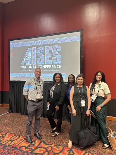 "Navigating Federal Careers" presentation: From left to right Chris Logan, USFWS Workforce Diversity Specialist, Christal Smaw, BLM AK, Toshia Walters, BLM WY EEO Manager, Alicia Gomez, HR specialist USGS, Brooke Wheeler, BLM AZ State Youth, Volunteer, and Edu Lead.