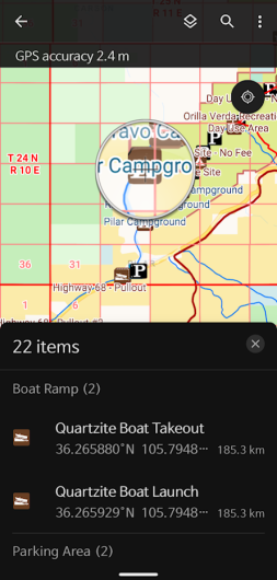 A screenshot showing a user identifying a point of interest in a map.