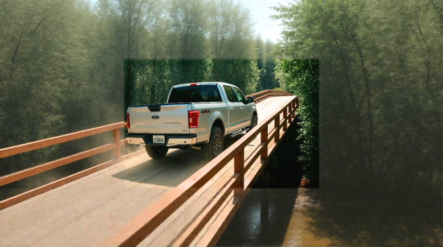 Truck on bridge
