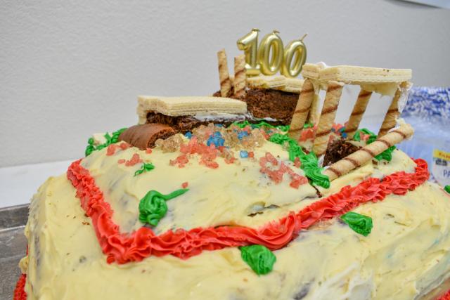 A closeup of the cake Paul Murphy made for the celebration of 100 years of potash in Carlsbad.