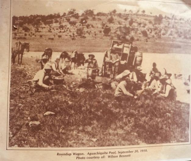 Old newspaper clipping of a roundup wagon