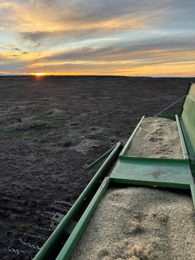 Drill seeding in progress with full seed bins. Photo courtesy of BLM.