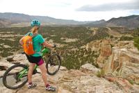 Cyclist overlooks trails at Oil Well Flats