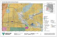 Map showing location of Colorado District, BLM Arizona, solar variance projects. This map depicts the solar variance projects within the BLM's Colorado River District. There are four projects depicted within the map extent. Parker Solar is located in the northwest corner of the map extent, while Bouse Solar, Ranegras Plains Solar, and Socorro Solar are group in the southern area of the map along Interstate Highway 10. The surface ownership is indicated for Bureau of Land Management, State Trust lands, Fish 