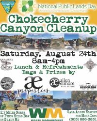 A flyer for the Chokecherry Canyon National Public Lands Day cleanup in Farmington, New Mexico.