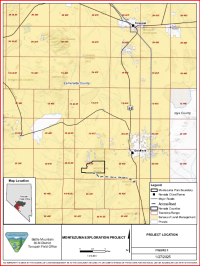 Map indicating where the proposed mine project is located in Nevada.