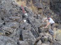 searching among the rocks