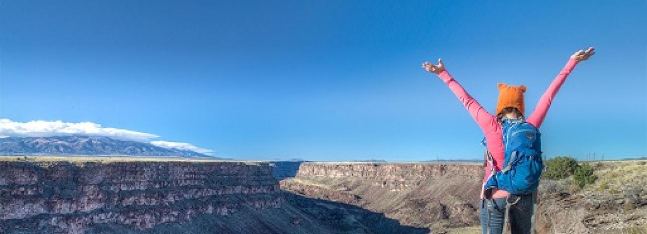 Hiking along the edge of the Rio Grande Gorge, New Mexico, photo by Bob Wick, BLM