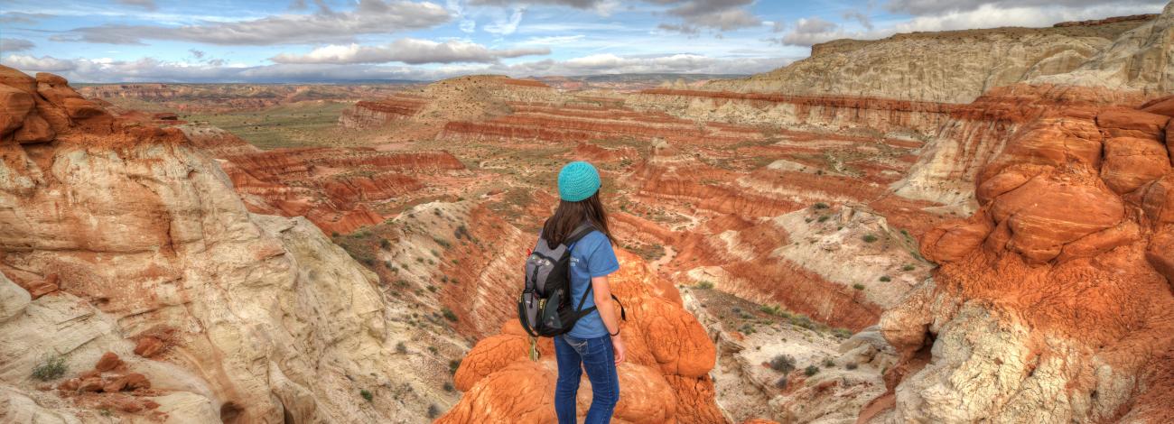 Hiker standing at Grand Staircase-Escalante National Monument Overlook