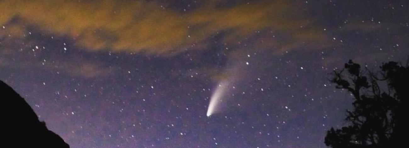 Comet NEOWISE visible at dusk from Otter 2 camp in Gunnison Gorge NCA (2020); photo by Andrew Hancock