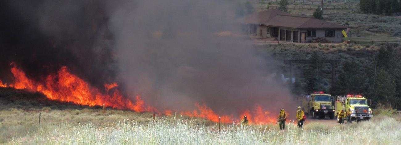 BLM Idaho fire crews and engines conduct a controlled burn to reduce wildland fire risk. BLM photo.