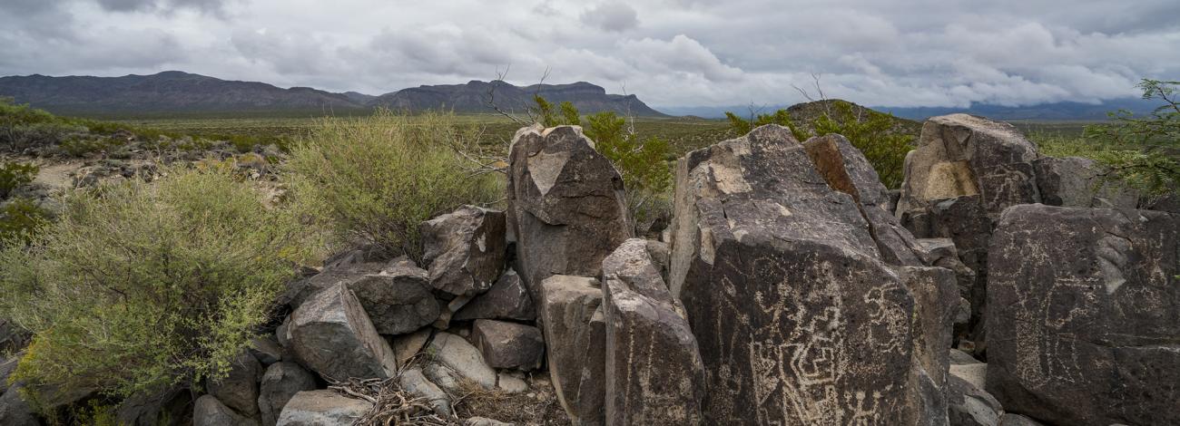 An example of prehistoric rock art at the The Three Rivers Petroglyphs site.