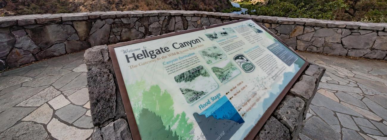 interpretive signage with river in the background