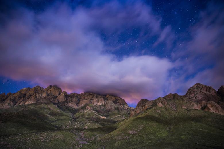 A starry sky over the The Organ Mountains-Desert Peaks National Monument.