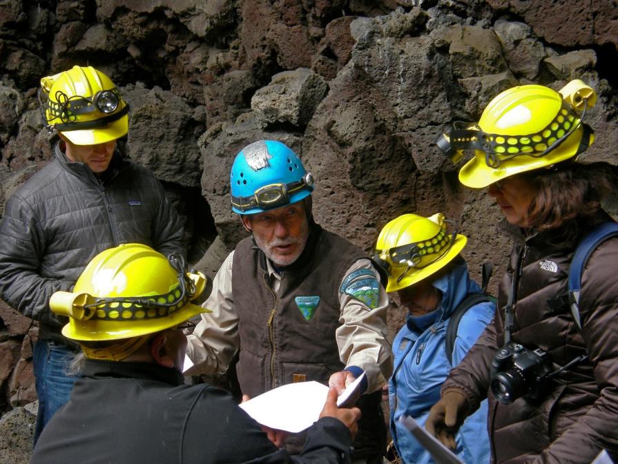 Uniformed BLM employee caving.
