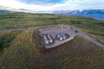 Aerial view of oil and gas infrastructure on landscape