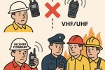 Drawing of people using radios