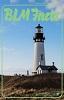 lighthouse painted white sitting atop a grassy hill with blue sky in background