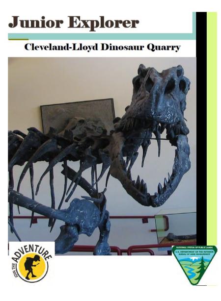 Junior Explore brochure for Cleveland Lloyd Dinosaur Museum.