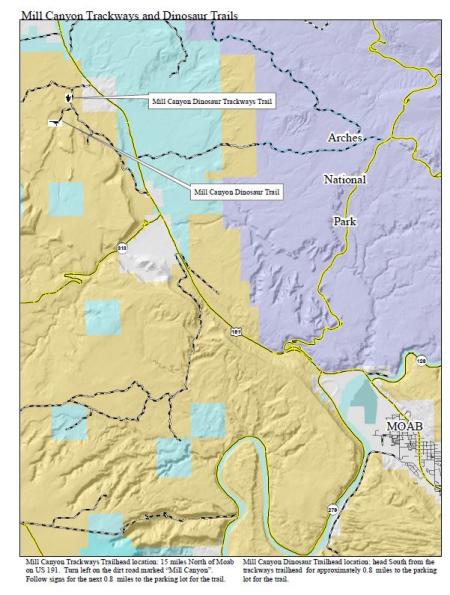 A map of the Mill Canyon Trackway.